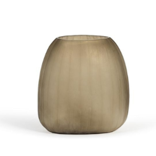 grand vase ovale en verre fumé 
