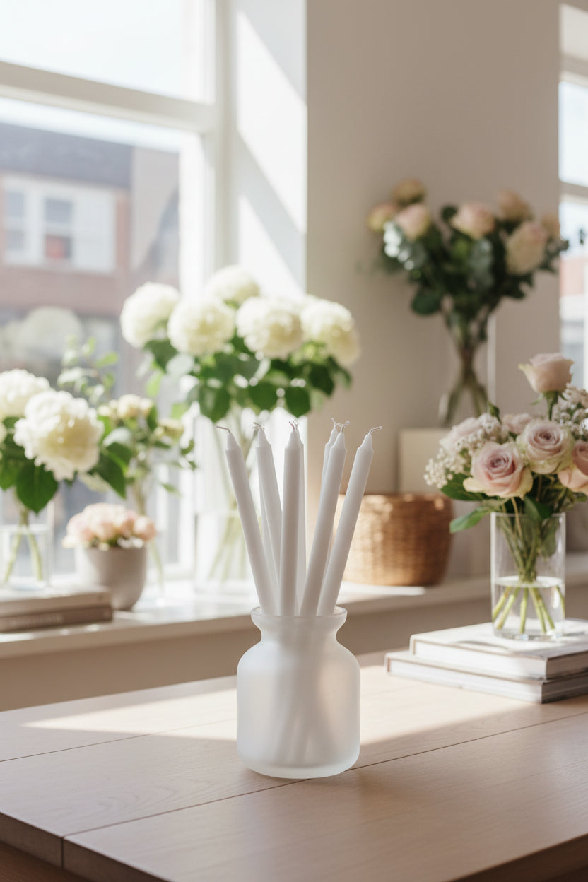 Grande chandelle blanche H35 cm - Lot de 10 pièces