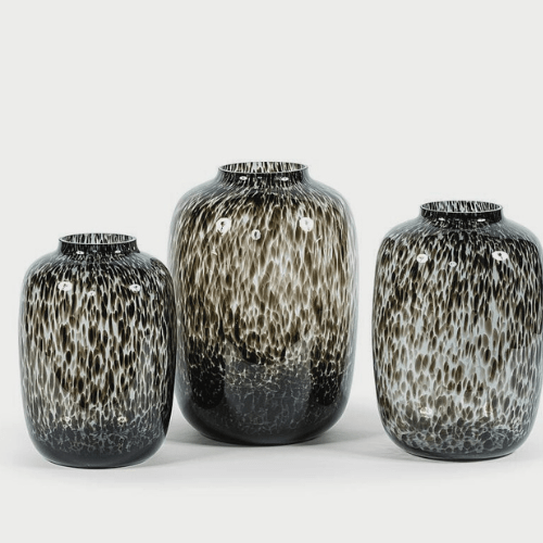 Grand vase en verre fumé avec taches noires Leopold - Koddel.com