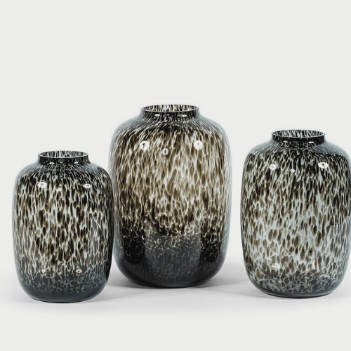 Grand vase en verre fumé avec taches noires Leopold - Dernières pièces