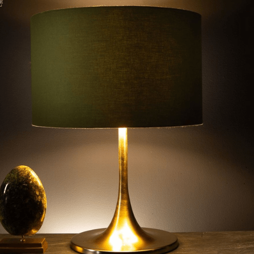 Lampe tulipe en laiton satiné et grand abat - jour - Koddel.com