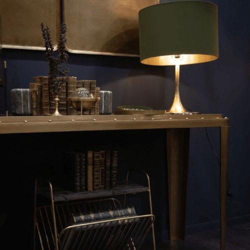 Lampe tulipe en laiton satiné et grand abat - jour - Koddel.com