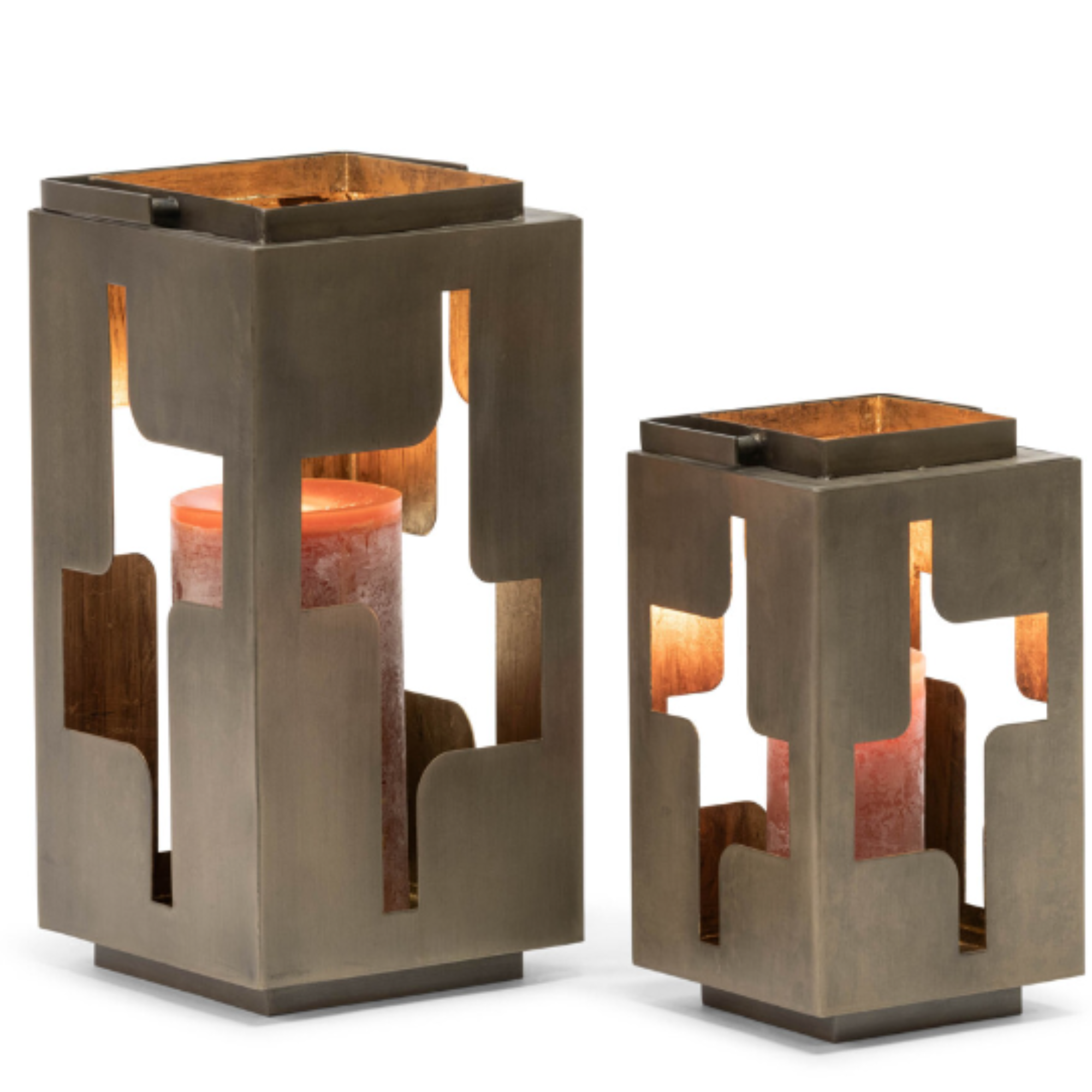 Duo de lanterne Hurricane Retro "Antique Gold & Nickel"