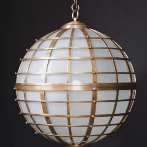 Lustre rond en verre givré & laiton – 40 cm - Koddel.com