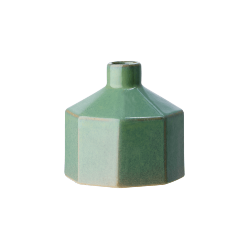 Mini vase en grès vert octogonale BERNES - Lot de 4 pièces - Koddel.com