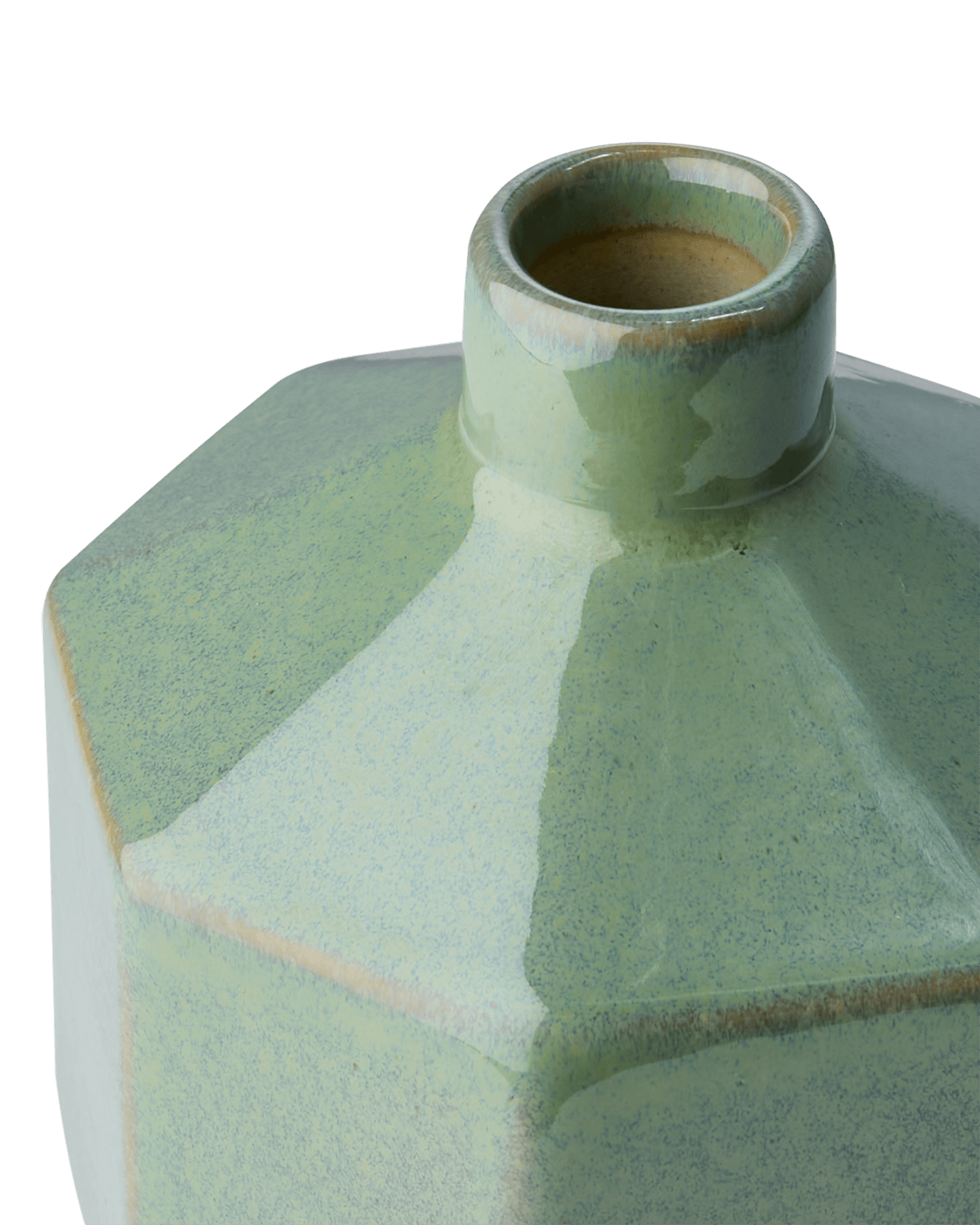 Mini vase en grès vert octogonale BERNES - Lot de 4 pièces - Koddel.com