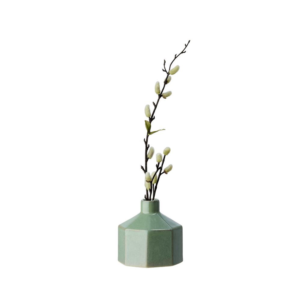 Mini vase en grès vert octogonale BERNES - Lot de 4 pièces - Koddel.com
