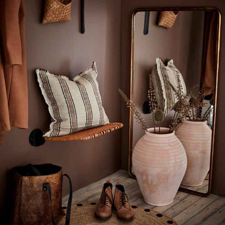 Miroir rectangle  cadre cuivre vieilli H130 cm