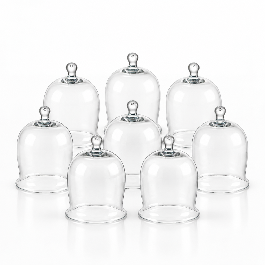8 petites cloches en verre soufflé Ø10 × H16 cm - Lot professionnel - Koddel.com