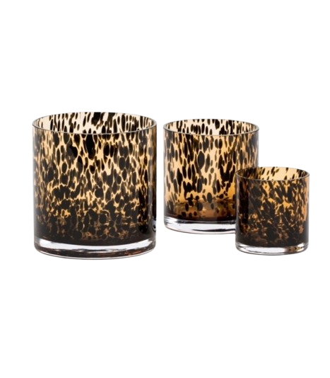 Vase en verre ambre & noir - Grand modèle (15 x 15 cm) - lot de 2 pièces
