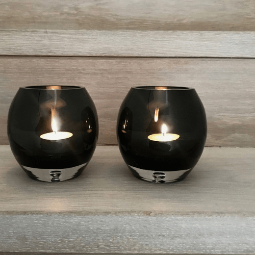 Photophore rond en verre fumé avec bulle - Koddel.com