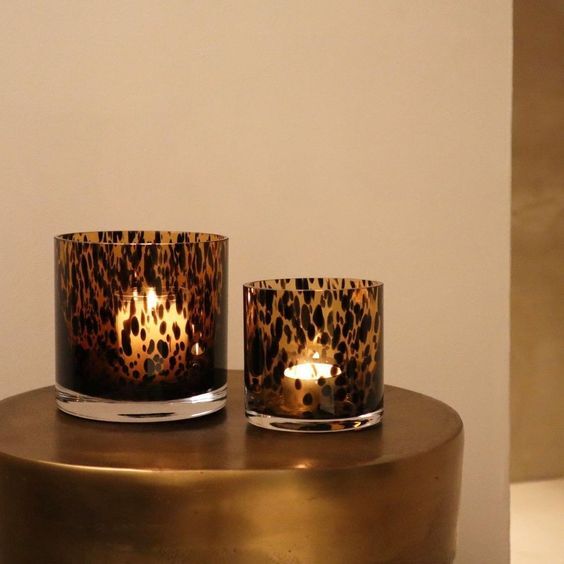 Vase en verre ambre & noir - Grand modèle (15 x 15 cm) - lot de 2 pièces
