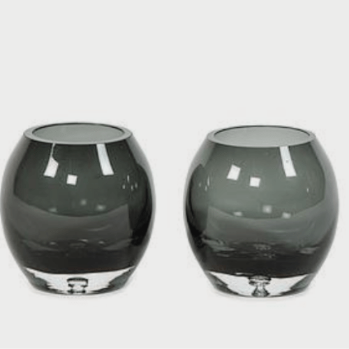 Photophore rond en verre fumé avec bulle - Koddel.com