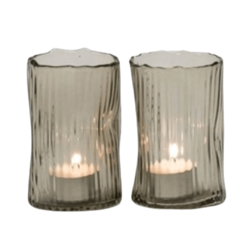 Duo de photophores en verre découpe organique - Koddel.com