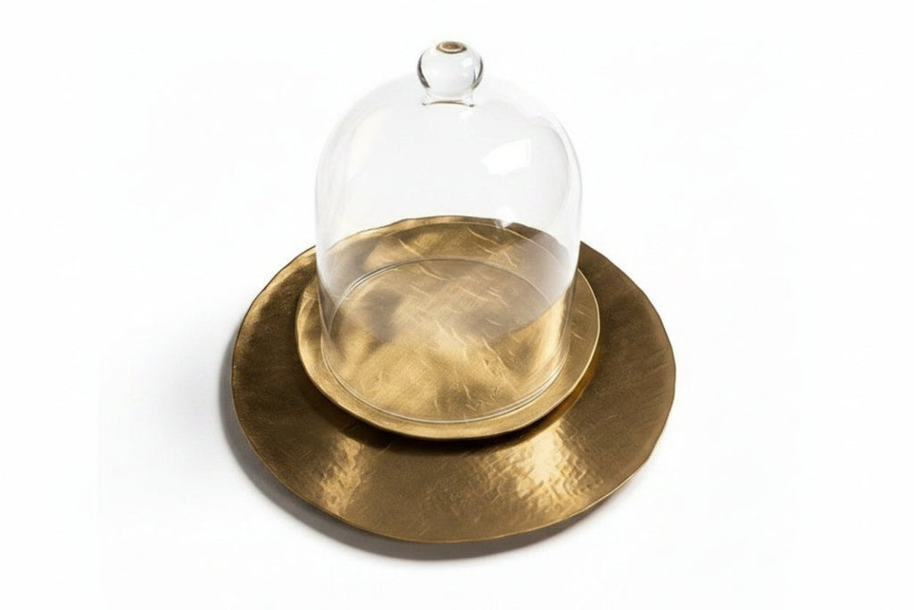 Support pour cloche ronde en métal martelée finition laiton - 15 cm - Koddel.com