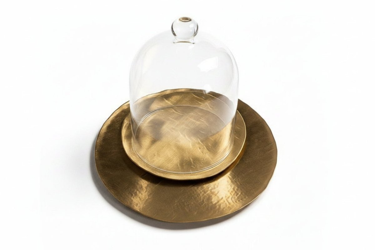 Support pour cloche ronde en métal martelée finition laiton - 15 cm - Koddel.com
