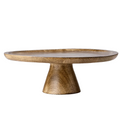 Plat à gâteau sur pied en bois de manguier Ø 30 cm - Présentoir à pâtisserie naturel H 10 cm - Koddel.com