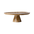 Plat à gâteau sur pied en bois de manguier Ø 30 cm - Présentoir à pâtisserie naturel H 10 cm - Koddel.com