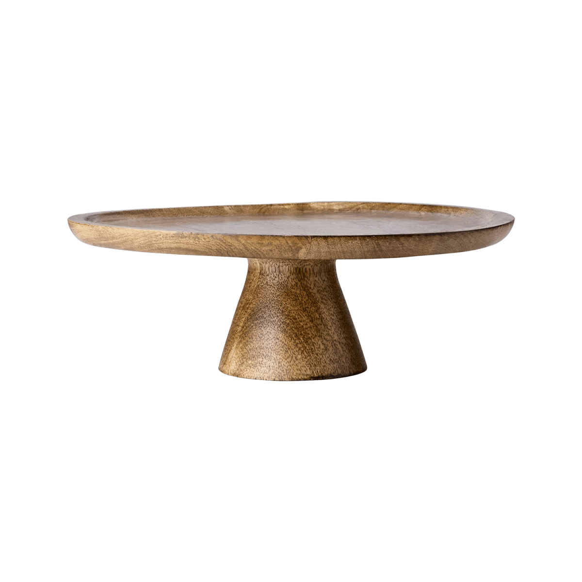 Plat à gâteau sur pied en bois de manguier Ø 30 cm - Présentoir à pâtisserie naturel H 10 cm - Koddel.com