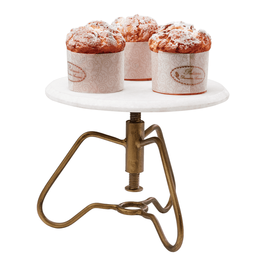 Plateau sur pied en marbre et laiton Ø 28 cm - Coupe présentoir haut de table - Koddel.com