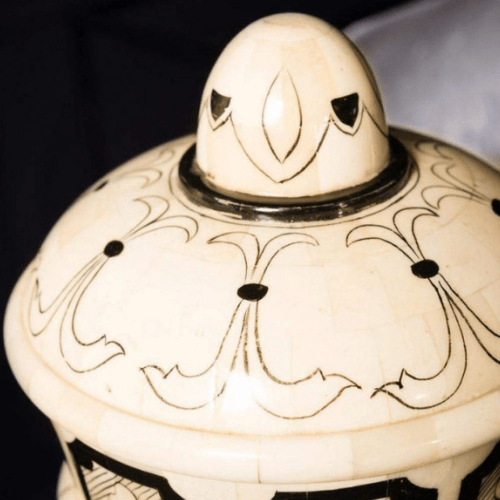 Pot d’apothicaire Ginkgo en mosaïque d’os - Édition artisanale française - Koddel.com