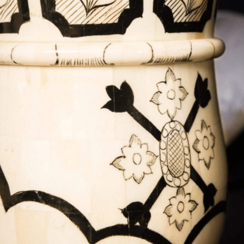 Pot d’apothicaire Ginkgo en mosaïque d’os - Édition artisanale française - Koddel.com