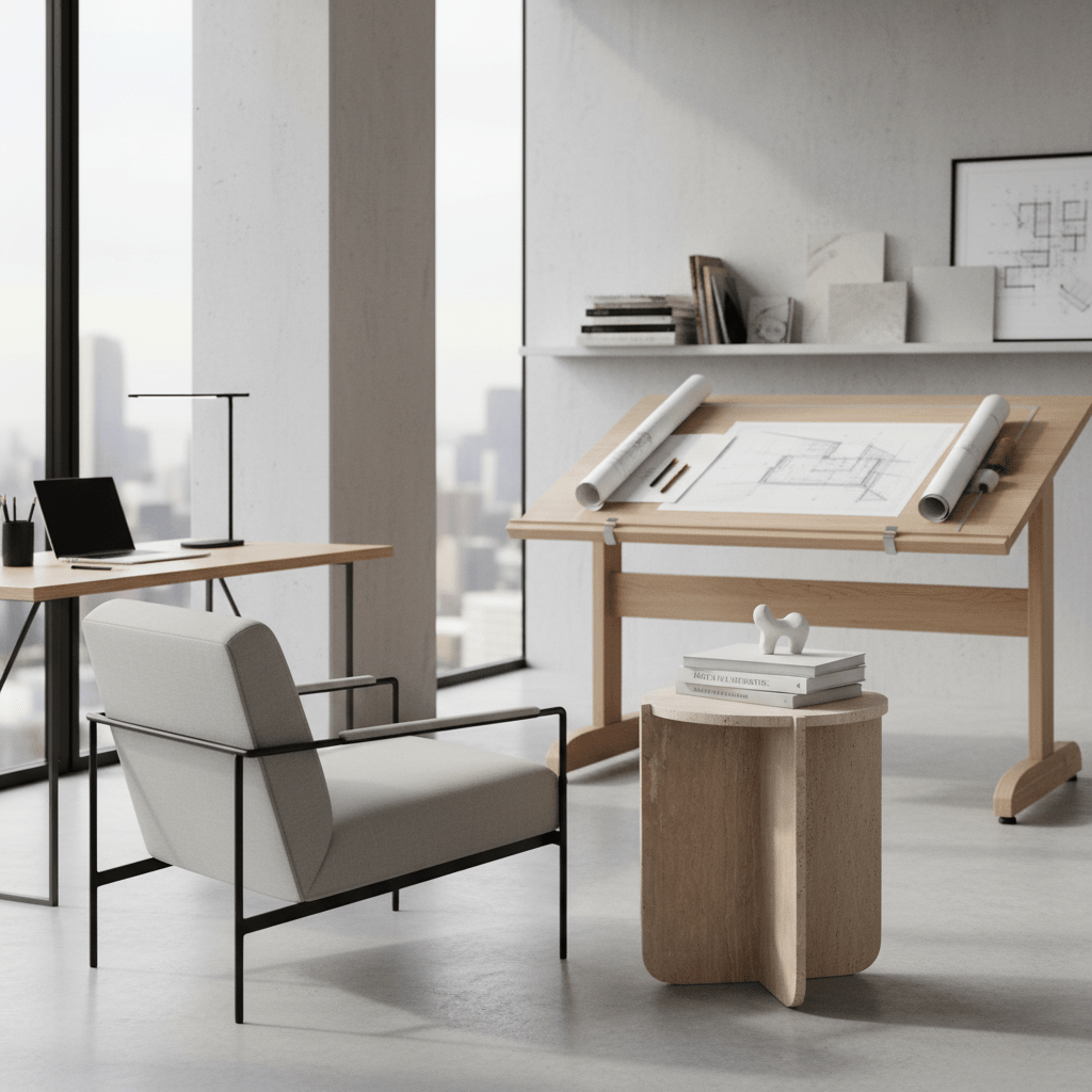 Table d'appoint travertin beige - 35x43 cm - Koddel.com