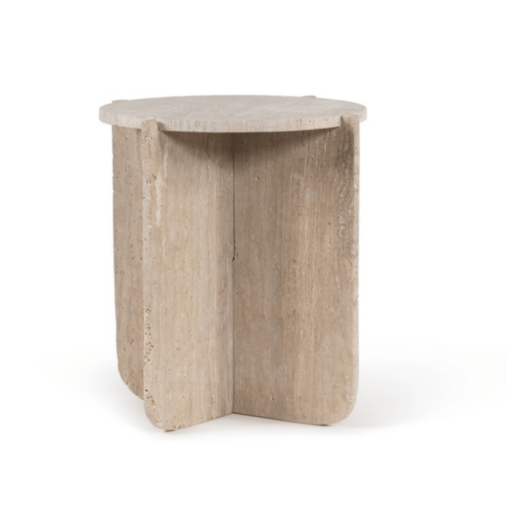 Table d'appoint travertin beige - 35x43 cm - Koddel.com