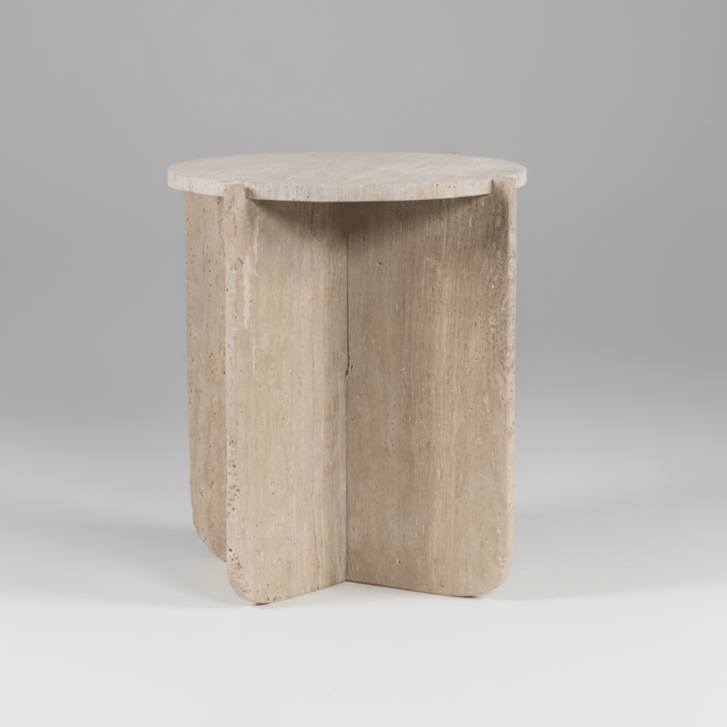 Table d'appoint travertin beige - 35x43 cm - Koddel.com