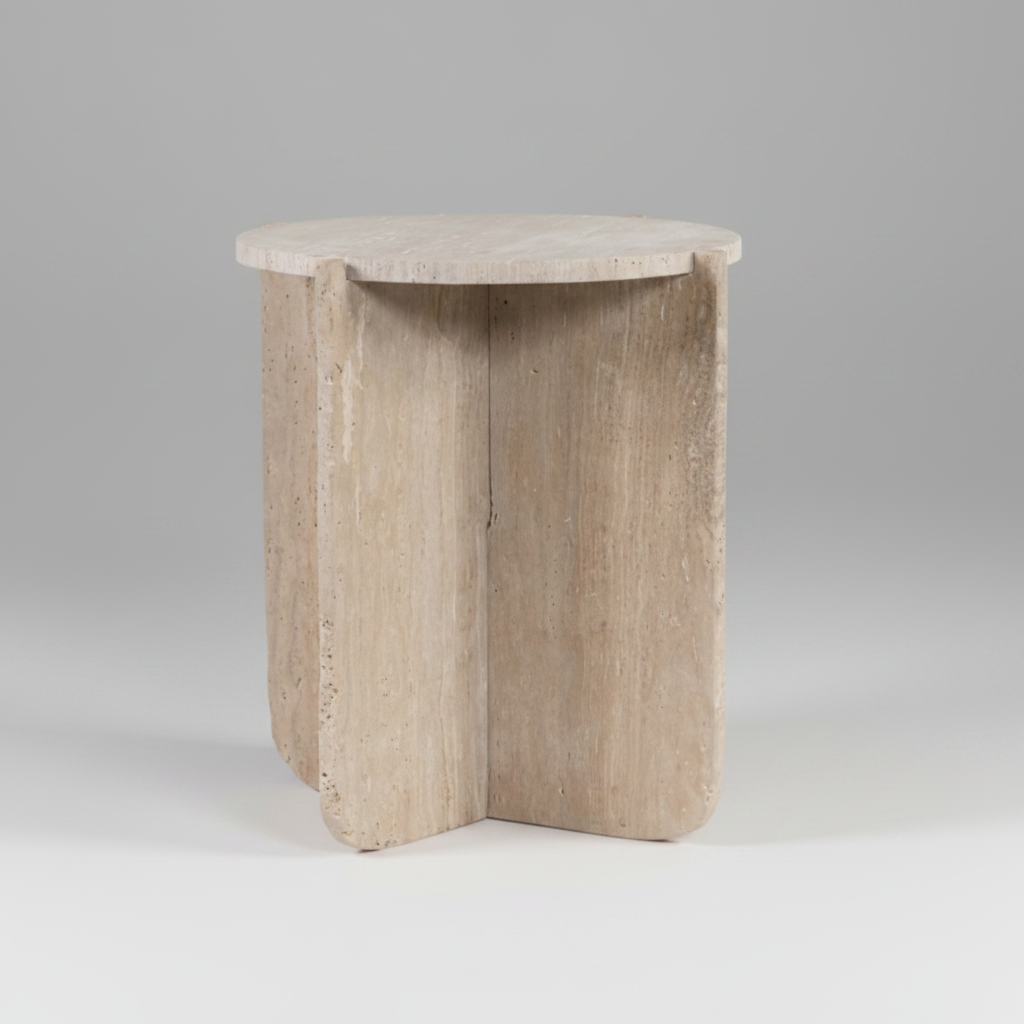 Table d'appoint travertin beige - 35x43 cm