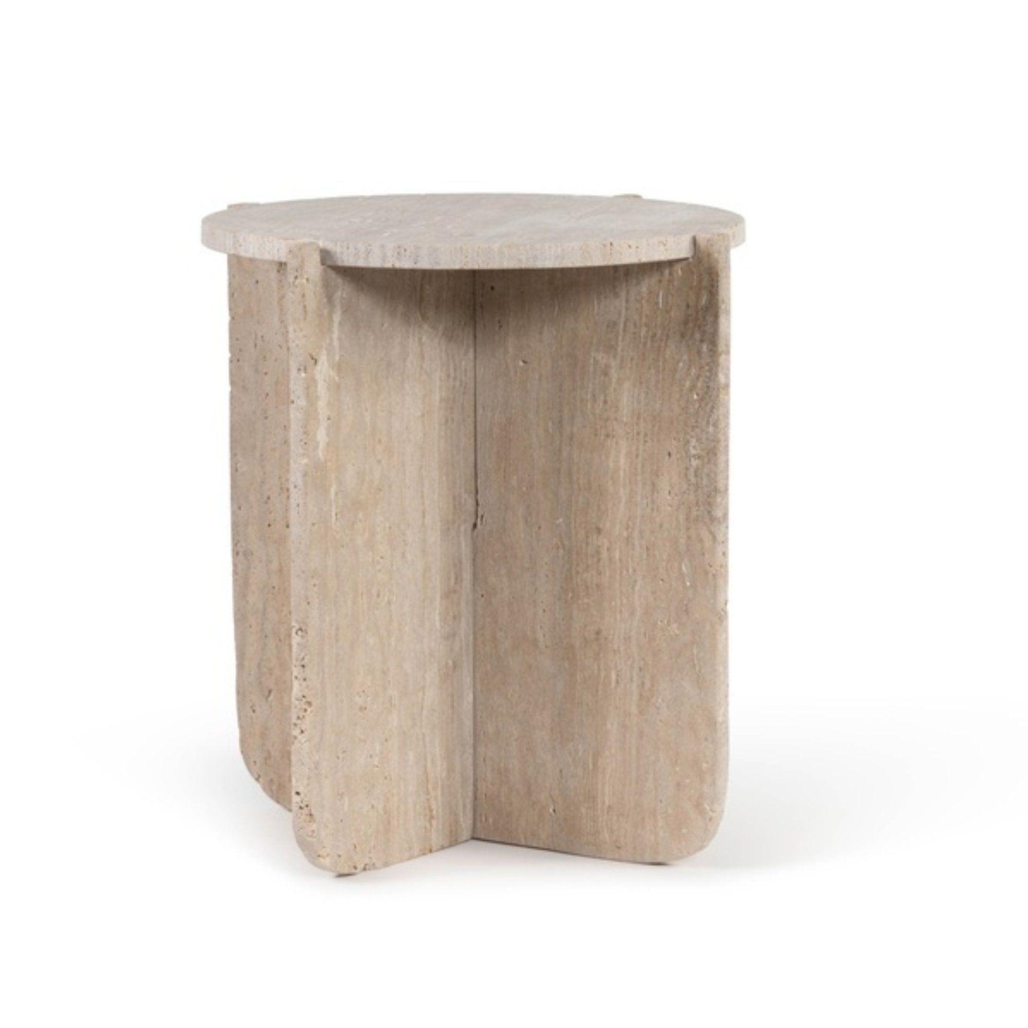 Table d'appoint travertin beige - 35x43 cm