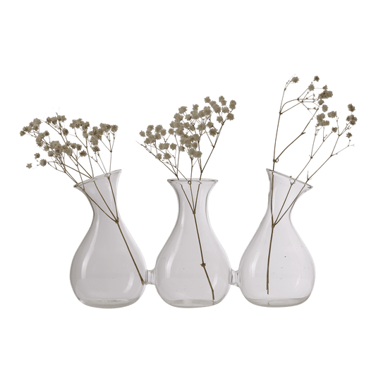 Trio de vases soudés en verre clair - JOLI ( lot de 3) - Koddel.com